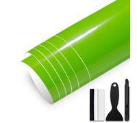 GRTHTATI 300cm x 30cm Covering Brillant de Voiture Autocollant Film Covering Adhésif Film de Protection pour Voiture, Moto, Vélo (Vert Pomme, 30cm x 150cm)
