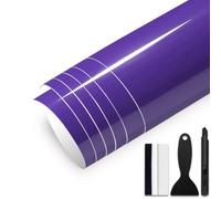 GRTHTATI Film autocollant pour voiture, 30 cm x 300 cm, brillant, film de covering sans bulles avec canaux d'air, pour voiture, moto, vélo, bricolage (violet brillant)