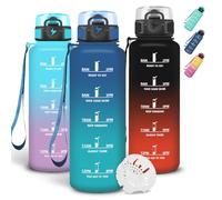 Grtsa Gourde 1,5l, Anti Fuite Gourde Sport avec Marqueur de Temps, Gourdes Graduée pour 1 Journee, Verrou de Sécurité, Bouteille Motivation avec Filtre pour Plein Air, Yoga, Bureau