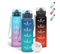 Grtsa Gourde 500ml, Anti Fuite Gourde Enfant, Verrou de Sécurité, Bouteille Motivationnelle avec Filtre, Avec Marqueur de Temps, Gourdes Graduée pour 1 Journee pour École, Gym, Running