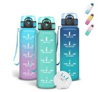 Grtsa Gourde 500ml, Gourde Enfant avec Filtre, Anti Fuite Bouteille Motivationnelle, Verrou de Sécurité, Avec Marqueur de Temps, Gourdes Graduée pour 1 Journee pour Bureau, Gym, Voyage