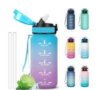 Grtsa Gourde 500ml, Gourde Enfant avec Paille, Verrou de Sécurité, Anti Fuite Bouteille Motivationnelle, Facile à Nettoyer, Gourdes avec Marqueur de Temps pour Camping, Velo, Plein Air