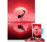 Grue à Couronne Rouge dans Un Paysage Serein Puzzle Difficile de 1000 pièces pour Adultes Soulagement des Souvenirs Calme et sérénité Découpe Lisse Cadeau Classique (50x75cm)