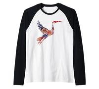 Grue à Couronne Rouge Origami Fleurs de Cerisier du Japon Manche Raglan