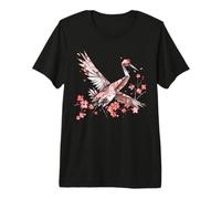 Grue à Couronne Rouge Origami Kawaii | Grue à Fleurs du T-Shirt Haut de Gamme