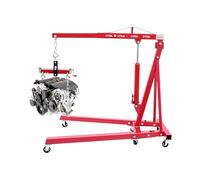 Grue à moteur, 2 tonnes, poignée de pompe hydraulique, pieds pliants, pont élévateur, cric, poignée, 6 roues robustes, atelier, garage