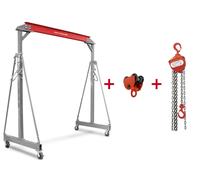 Grue à portique 2 t + palan à chaînes avec chariot intégré 2000kg MW Tools PTLK2-SET2000