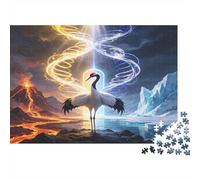 Grue Blanche Puzzle 1000 Pièces Papier Puzzle pour Adultes Paysage Contraste Énergétique Concentration Décompression Décoration Cadeau 52x38cm/1000pcs
