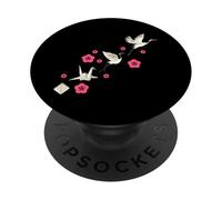 Grue Cendrée Fleurs Origami Amoureux Oiseaux Nature Mignon PopSockets PopGrip Adhésif