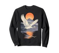 Grue Coucher De Soleil Vol Japon Nature Calme Zen Art Sweatshirt