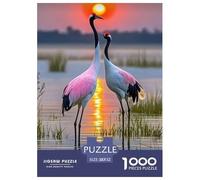 Grue Coucher du Soleil des Zones humides Puzzle 1000 Pièces Educa Jouet Jeu D'Intelligence Décoration Intérieure Intéressant Jeu Éduchatif Challenge Toy Adultes & Enfants des 14 Ans 52x38cm/1000pcs