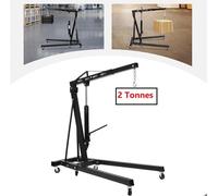 Grue d'atelier 2 Tonnes Grue d'Atelier Mobile et Pliante Chèvre de Levage Pliable 6 Roulettes Noir
