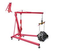 Grue d'atelier de 2000 kg - Grue d'atelier robuste avec niveleur moteur - Pliable - 4 positions réglables (0,5 t, 1 t, 1,5 t et 2 t) - Cric hydraulique - Kit complet
