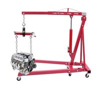 Grue d'atelier hydraulique pliable pour charges jusqu'à 2000 kg, hauteur de levage 210 cm, plate-forme élévatrice pour moteurs et machines avec bras réglable et 6 roulettes en fer, cric moteur, grue