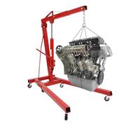 Grue d'atelier hydraulique pliable pour charges jusqu'à 2000 kg, hauteur de levage 210 cm, plate-forme élévatrice pour moteurs et machines avec bras réglable et 6 roulettes en fer, élévateur moteur