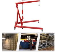 Grue hydraulique pliable pour moteur - Capacité de 2 tonnes - Construction en acier robuste - 6 roulettes pour garage et atelier