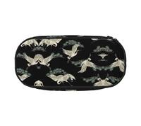 Grue japonaise et pin mignon trousse esthétique grande capacité fermeture éclair organisateur de bureau portable pour adultes, Noir, Jeden rozmiar, Organiseur de sac