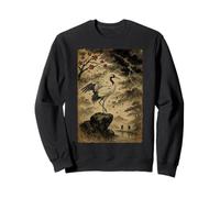 Grue Japonaise Vintage tempête Cerisier en Fleurs d'arbre en Bois Sweatshirt