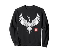 Grue Oiseau Japonais Art Minimaliste Kanji Sweatshirt