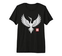 Grue Oiseau Japonais Art Minimaliste Kanji T-Shirt Haut de Gamme