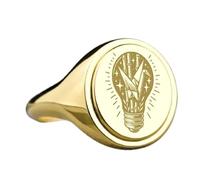 Grue origami en argent sterling 925 | Bague plaquée or | Chevalière ovale 15 x 13 mm | Taille de l'anneau : 5-12,5 US | Avelaibal | LKDR_0585