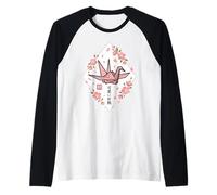 Grue Origami Japonaise - Kawaii Orizuru - Fleurs de Cerisier Manche Raglan