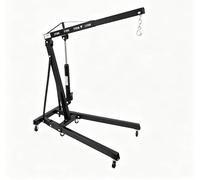 Grue pliante 2 tonnes, 148 x 90 cm 0-210 cm de hauteur de levage en acier au carbone noir avec bras à 4 niveaux, grue hydraulique pour atelier, grue de moteur avec 6 roues pour atelier, garage