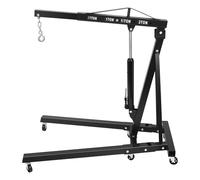 Grue pliante 2 tonnes avec moteur - Grue robuste en acier au carbone avec 6 roulettes en fer - Grue hydraulique pliable pour atelier levage de moteur - Charge maximale 2000 kg (noir)