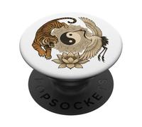 Grue, Tigre, Yin Yang, Mandala, Harmonie, Symbole Nature PopSockets PopGrip Adhésif