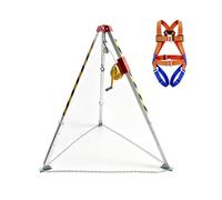 Grue tripode Robuste pour opérations en Espace confiné | Treuil de 1800 LB, Harnais de sécurité, Protection antichute de 32,8 pi, Hauteur de Travail : 4,1 à 7 pi (1800 LB 10 m).