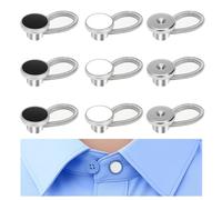 GrueGard Extenseur de Boutons pour Col de Chemise - Lot Premium de 9 Pièces Sans Couture, Alliage à Ressort 10mm pour Cols et Manches, Collar Extenders Buttons for Mens Shirts