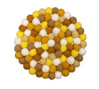 Grült Home Dessous de plat - Dessous de plat en feutre pour tasses, casseroles, poêles et tasses feutrés à la main au Népal (mélange jaune, cercle 20 cm)