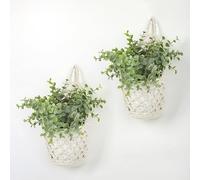 Grünara Macramé Porte-Plantes, Set de 2 Panier Suspendus Boho Décoratifs, Vases Muraux & Pots Suspendus pour Intérieur & Extérieur, Jardin, Balcon, Fenêtre, Salon - Beige