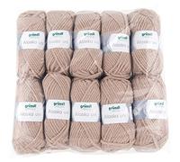 Gründl Alaska Uni, Avantage Pack de 10 à Tricoter 100 g Fil Tricoté à la Main 80% polyacrylique, 20% Coton, Sable, 40 x 37 x 11 cm