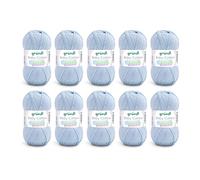 Gründl Baby Cotton Laine pour tricot et crochet Laine pour bébé 50% coton, 50% polyacrylique, résistante et facile d'entretien, 50 g/140 m, taille des aiguilles : 3,5 à 4,5, 10 x 50 g, bleu