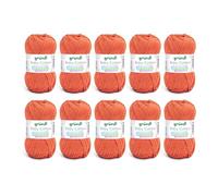 Gründl Baby Cotton Laine pour tricot et crochet Laine pour bébé 50% coton, 50% polyacrylique, résistante et facile d'entretien, 50 g/140 m, taille des aiguilles : 3,5 à 4,5, 10 x 50 g, orange
