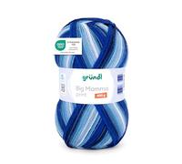 Gründl Big Mamma Print Laine XXL, à tricoter avec dégradé de couleurs, douce et douce pour la peau, 100 % polyacrylique, 400 g/1040 m, taille des aiguilles 3,5-4,5, bleu roi/jeans/bleu ciel