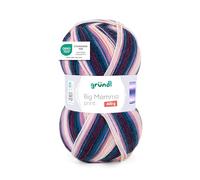 Gründl Big Mamma Print Pelote de laine XXL à tricoter 100 % polyacrylique douce et douce pour la peau - 400 g/1040 m - Taille des aiguilles 3,5-4,5 - Lilas pétrole