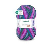 Gründl Big Mamma Print XXL Pelote de laine à tricoter 100 % polyacrylique douce et agréable pour la peau - 400 g/1040 m - Taille des aiguilles 3,5-4,5, bleu azur magenta, bleu tourterelle