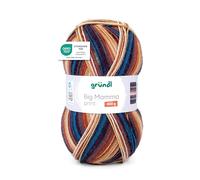 Gründl Big Mamma Print XXL Pelote de laine à tricoter 100 % polyacrylique douce et agréable pour la peau - 400 g/1040 m - Taille des aiguilles 3,5-4,5 - Encre cuivrée mauve beige blanc