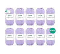 Gründl Cotton Fun fil à tricoter/fil à crocheter (fil doux en 100% coton, certifié OEKO-TEX, 50 g/115 m, taille d'aiguille : 3-4, 1 pelote à 50 g), violet, lot de 10