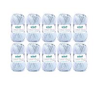 Gründl Cotton Quick Print Tricoter/Crochet (Fil coloré 100%, certifié Oeko-TEX, 50 g / 125 m, Taille d'aiguille : 3-4, 1 x 50 g), Coloris mélangé Blanc-Gris, Menthe-Bleu, 10 x 50g, Set de 1250 Pièces