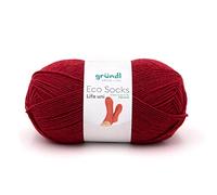 GRÜNDL Eco Socks Life Uni Pelote de laine vierge et polyamide recyclé Rouge foncé 100 g