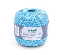 Gründl Fil à crochet 100 ombré (fil de coton mercerisé pour crochet en 100% coton, 100 g/566 m, taille des aiguilles : 1,5-2, 1 x 100 g), océan