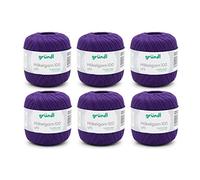Gründl Fil à crochet 100 uni (fil de coton mercerisé pour le crochet en 100 % coton, 100 g / 566 m, taille d'aiguille : 1,5 - 2, 6 x 100 g), Lila