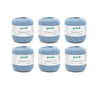 Gründl Fil à crochet 100 uni (fil de coton mercerisé pour le crochet en 100 % coton, 100 g / 566 m, taille d'aiguille : 1,5 - 2, 6 x 100 g), bleu jean