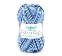 Gründl Cotton Quick Print Fil, Acrylique, Couleur Bleu-Marine-Gris-Mix, ca. 225 m