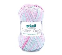 Gründl Cotton Quick Print Fil, Acrylique, Couleur Rose-Menthe-Blanc-Mix, ca. 225 m