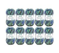 Gründl Fil de Laine à feutrer Colour, 10 pièces, Vert/Bleu