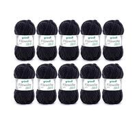 Gründl Filzwolle uni (Laine à feutrer, à Tricoter et à Crocheter, Fil 100% Pure Laine Vierge, 50 g / 50 m, Taille d'aiguille : 8-9, 10 x 50 g), Noir